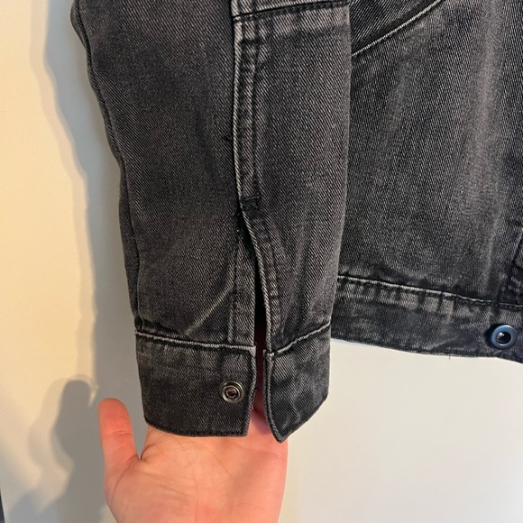 Black Denim Jacket with Front Placket - Picture 5 of 5